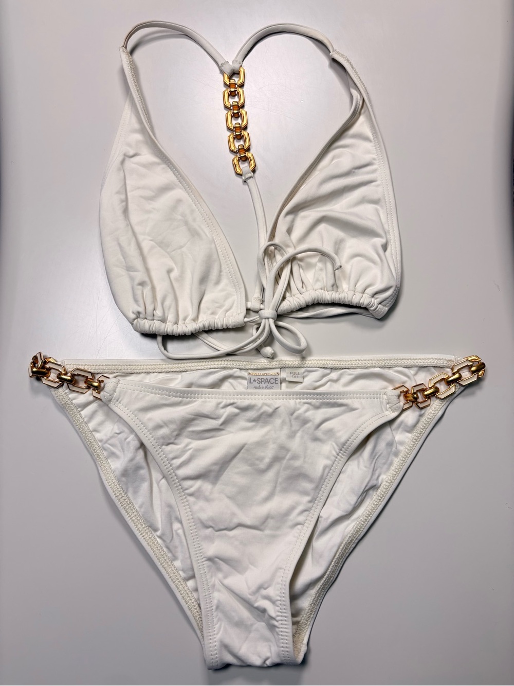 L*Space Women's White Chain-Detail Bikini Set